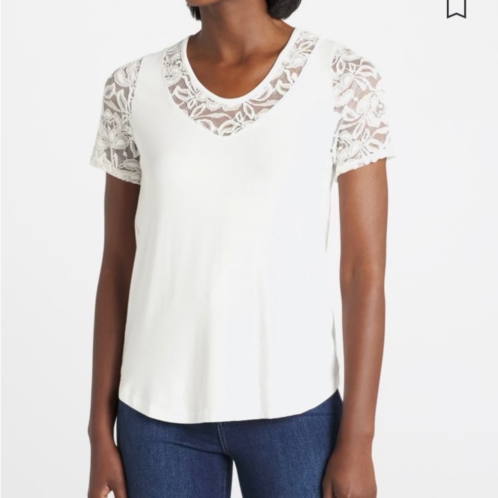 Pink Clover Bailee Lace Detail knit Top